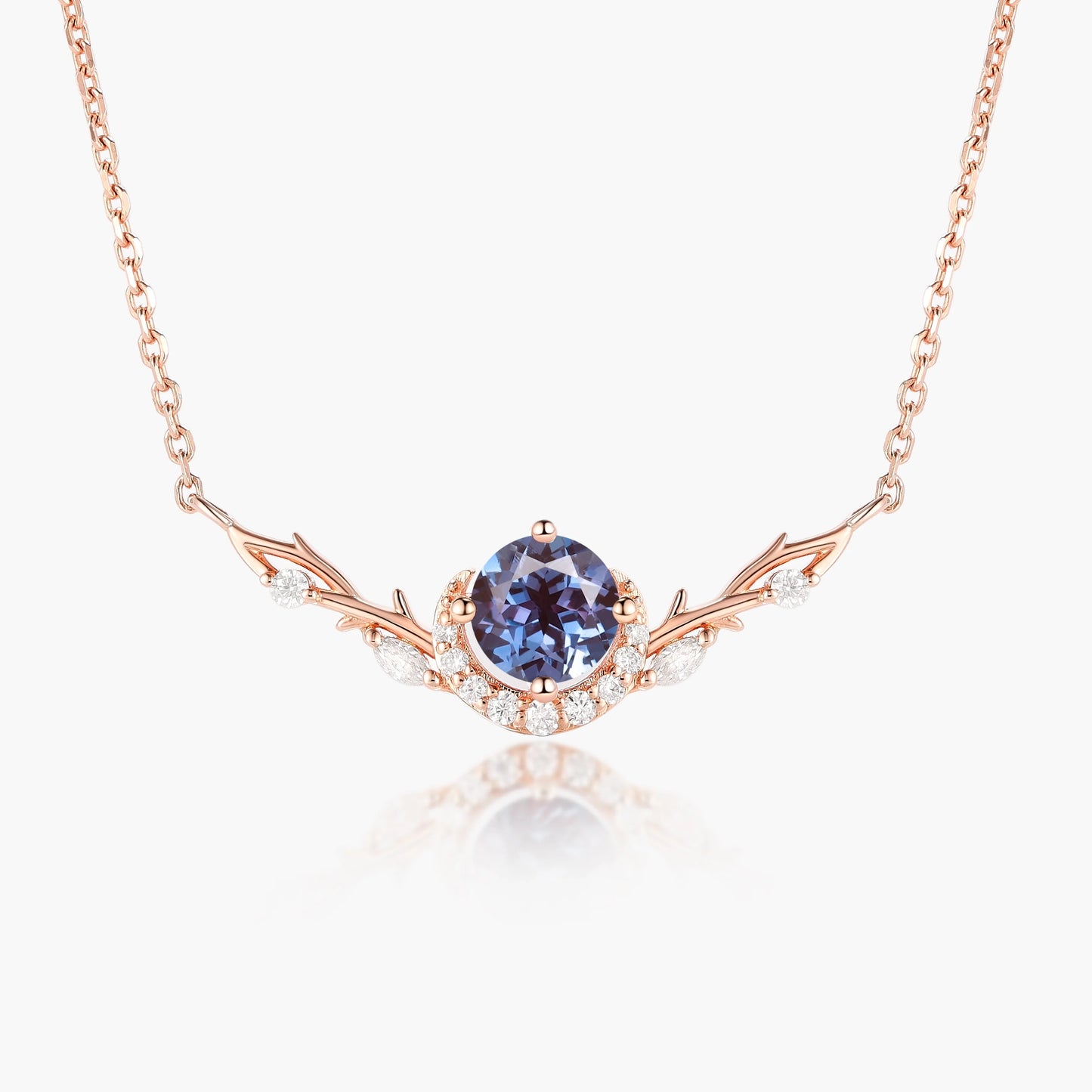 Custom Oval Cut Alexandrite Forest Moon Necklace - Eirwen