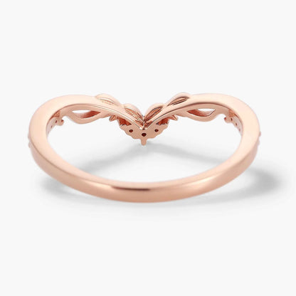 Pine Needle Leaf V-Shaped Moissanite Band - Rowena