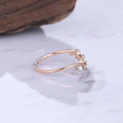 Marquise Cut Moonstone 14k Rose Gold Open Vine Stacking Ring