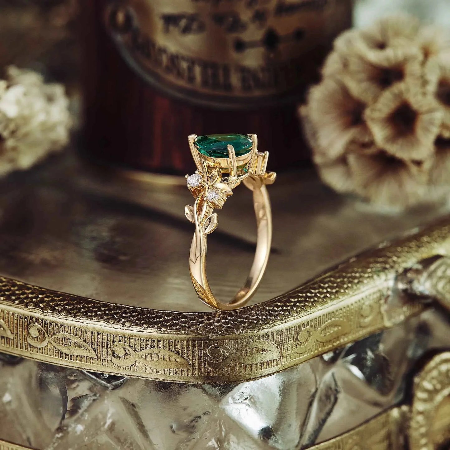 Jade Plant Inspired Engagement Ring (925 Silver) - GemsMagic