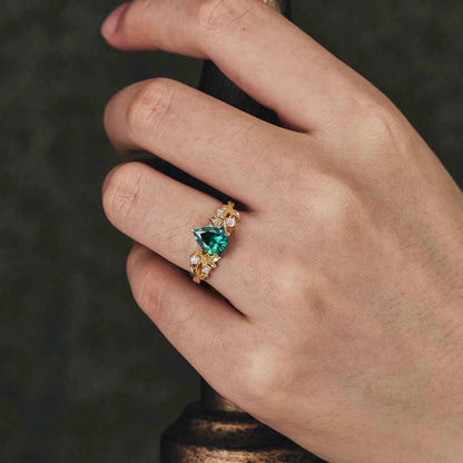 Jade Plant Inspired Engagement Ring (925 Silver) - GemsMagic
