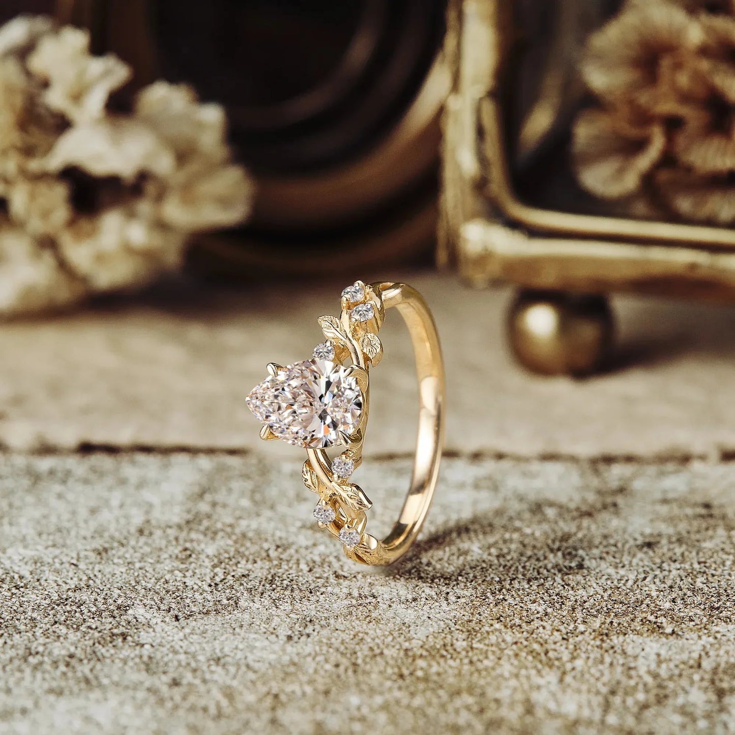 Lab Grown Diamond Leaf Engagement Ring - Caroline - GemsMagic