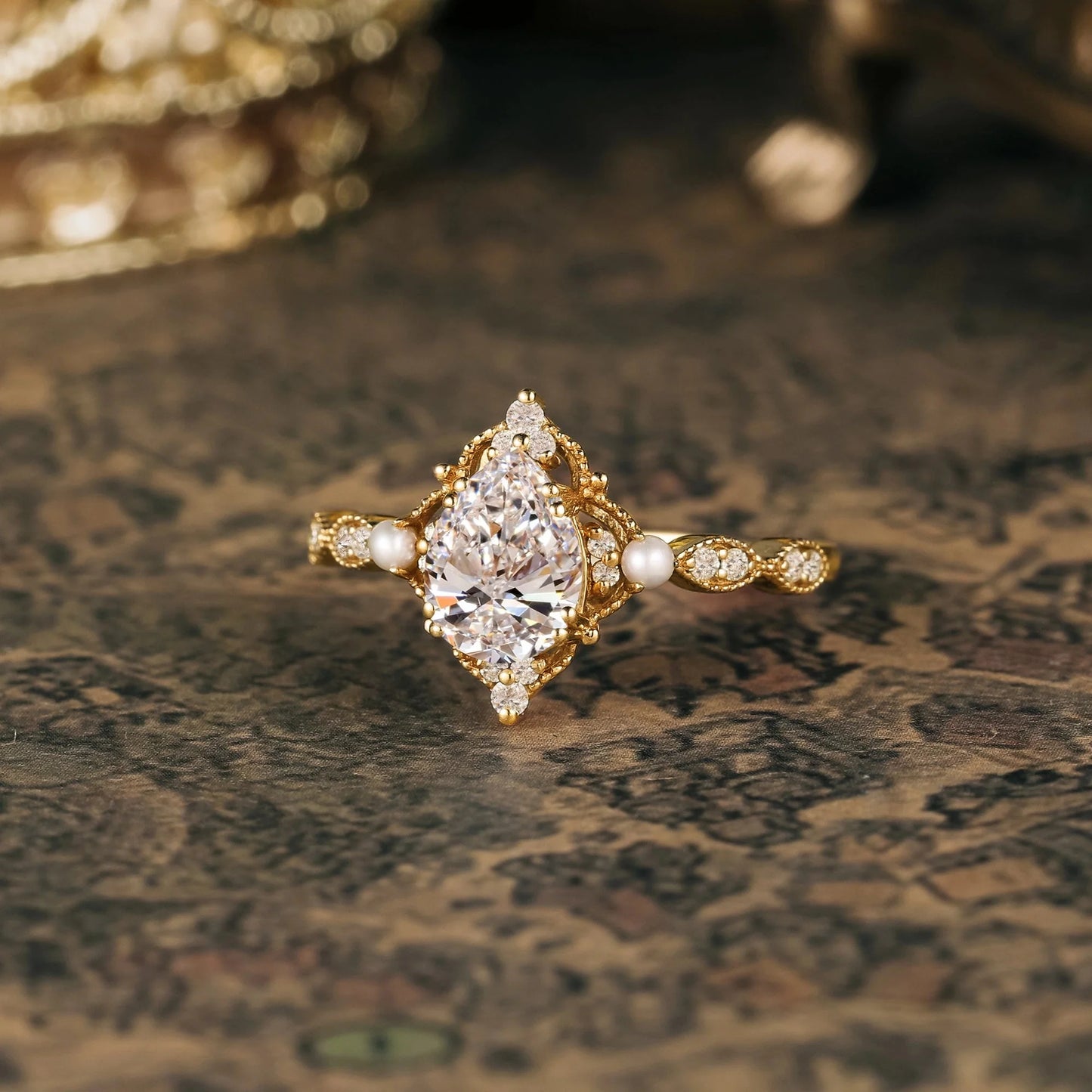 Lab Grown Diamond Ring with Pearl Accents - Eulalie