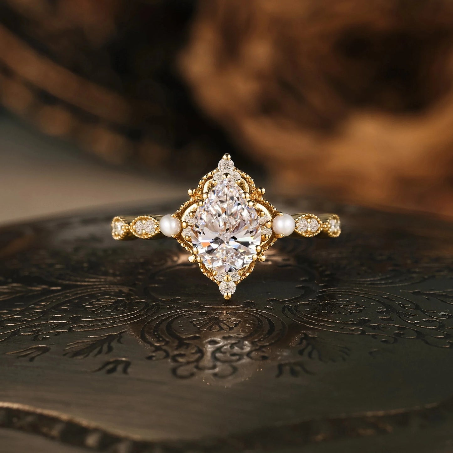 Lab Grown Diamond Ring with Pearl Accents - Eulalie