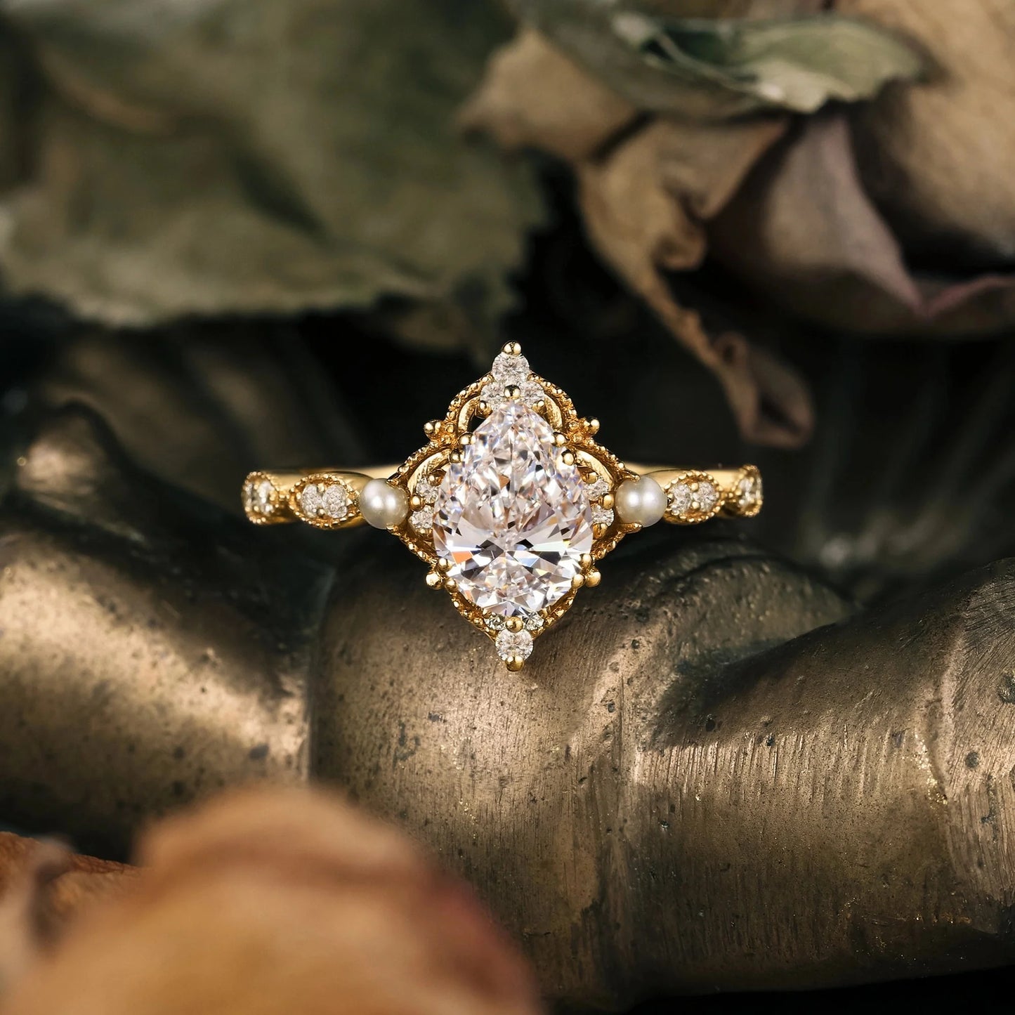 Lab Grown Diamond Ring with Pearl Accents - Eulalie
