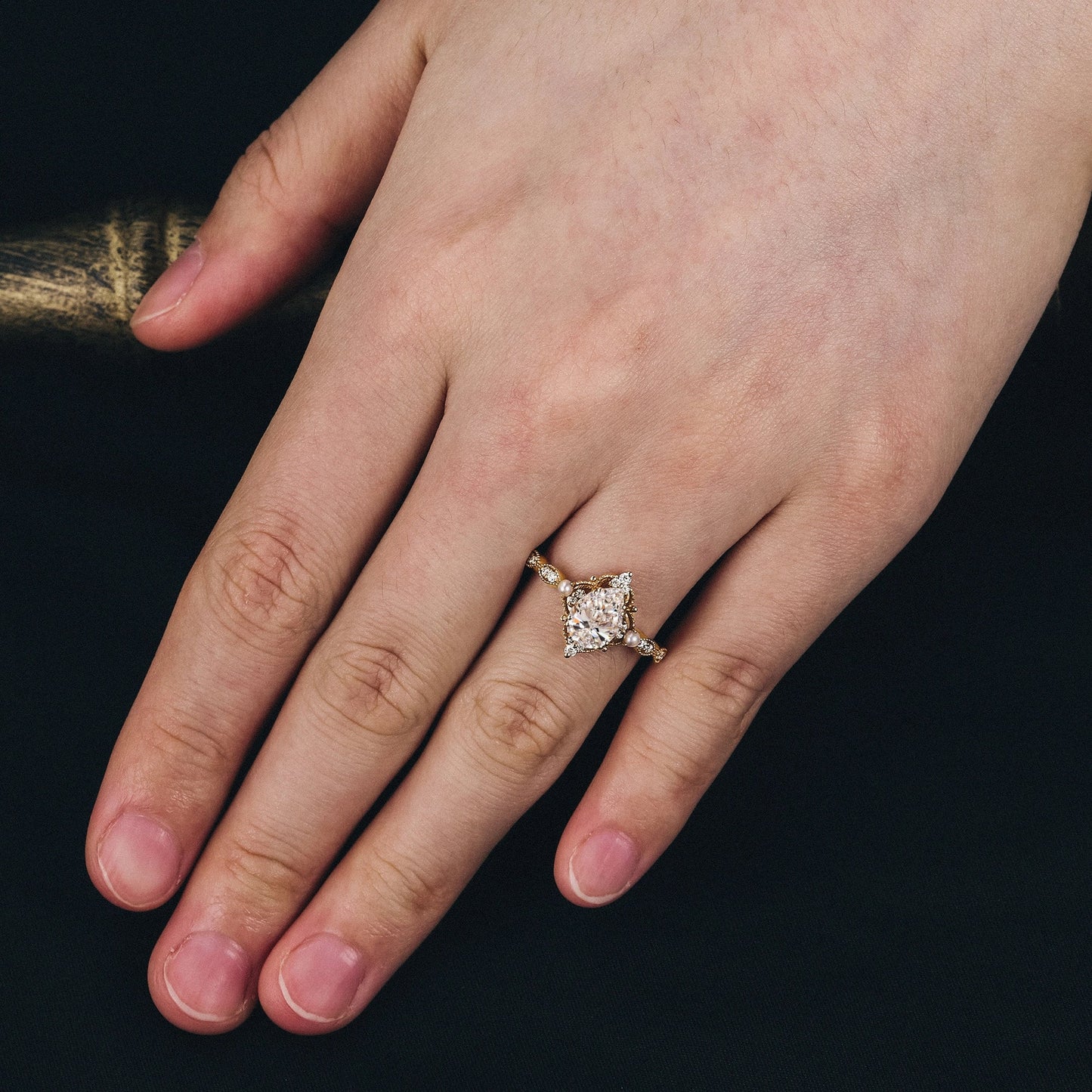 Lab Grown Diamond Ring with Pearl Accents - Eulalie