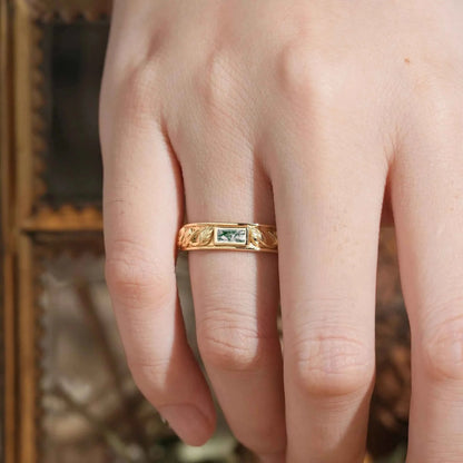 Leaf Inspired Rectangle Moss Agate Men's Band - Zane