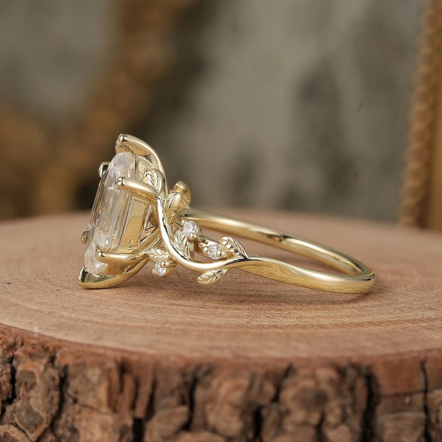 Long-hexagon Moissanite Engagement Ring-Sylvaine