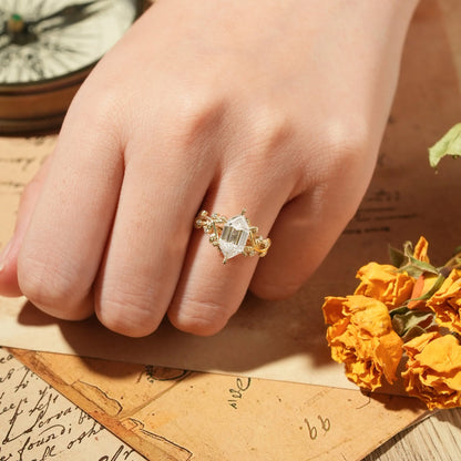 Long-hexagon Moissanite Engagement Ring-Sylvaine