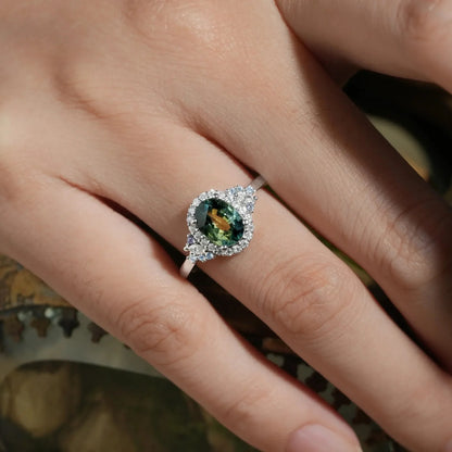 Luxe Mystique Teal Sapphire Rings-Thalassa - GemsMagic