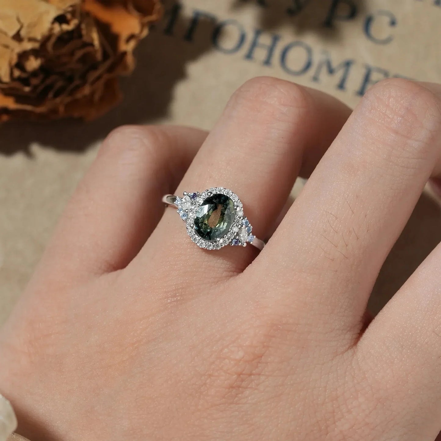 Luxe Mystique Teal Sapphire Rings-Thalassa - GemsMagic