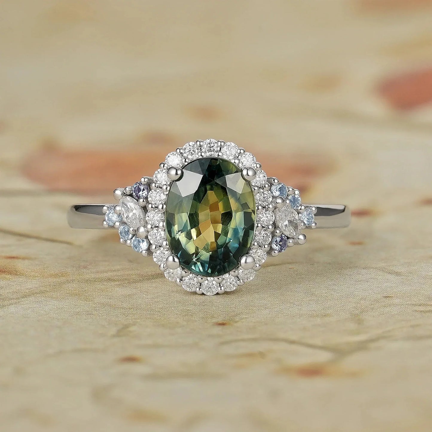 Luxe Mystique Teal Sapphire Rings-Thalassa - GemsMagic