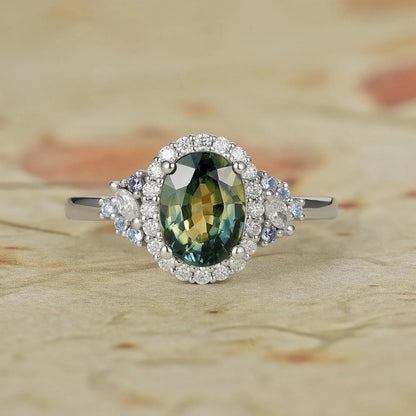 Luxe Mystique Teal Sapphire Rings-Thalassa - GemsMagic