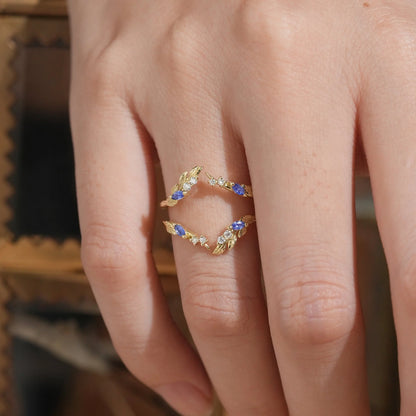 Marquise Sapphire & Moissanite Enhancer Ring-Thisbe