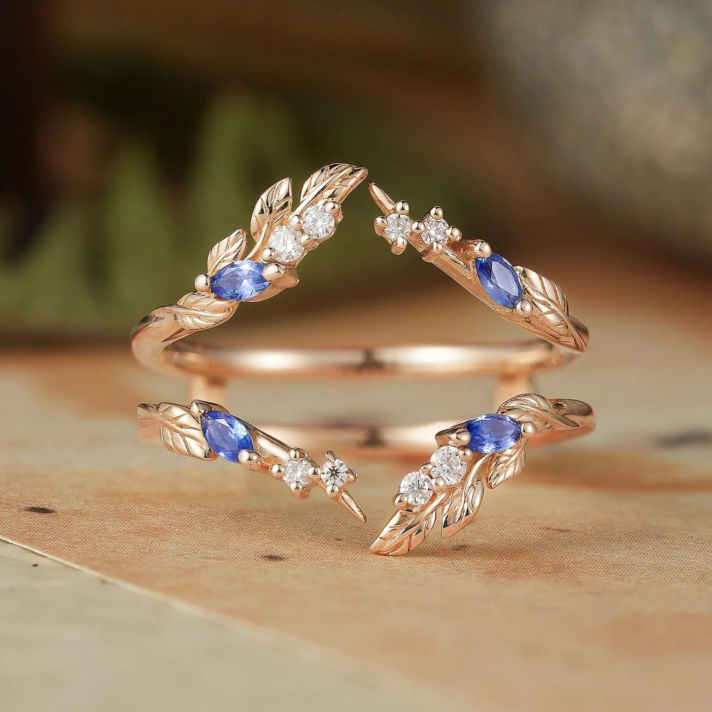 Marquise Sapphire & Moissanite Enhancer Ring-Thisbe