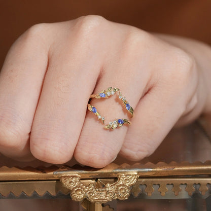 Marquise Sapphire & Moissanite Enhancer Ring-Thisbe