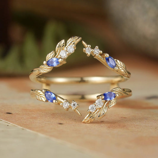 Marquise Sapphire & Moissanite Enhancer Ring-Thisbe