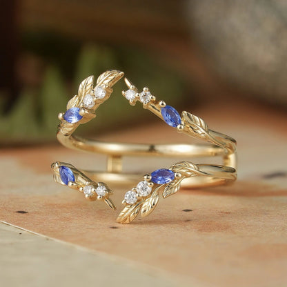 Marquise Sapphire & Moissanite Enhancer Ring-Thisbe