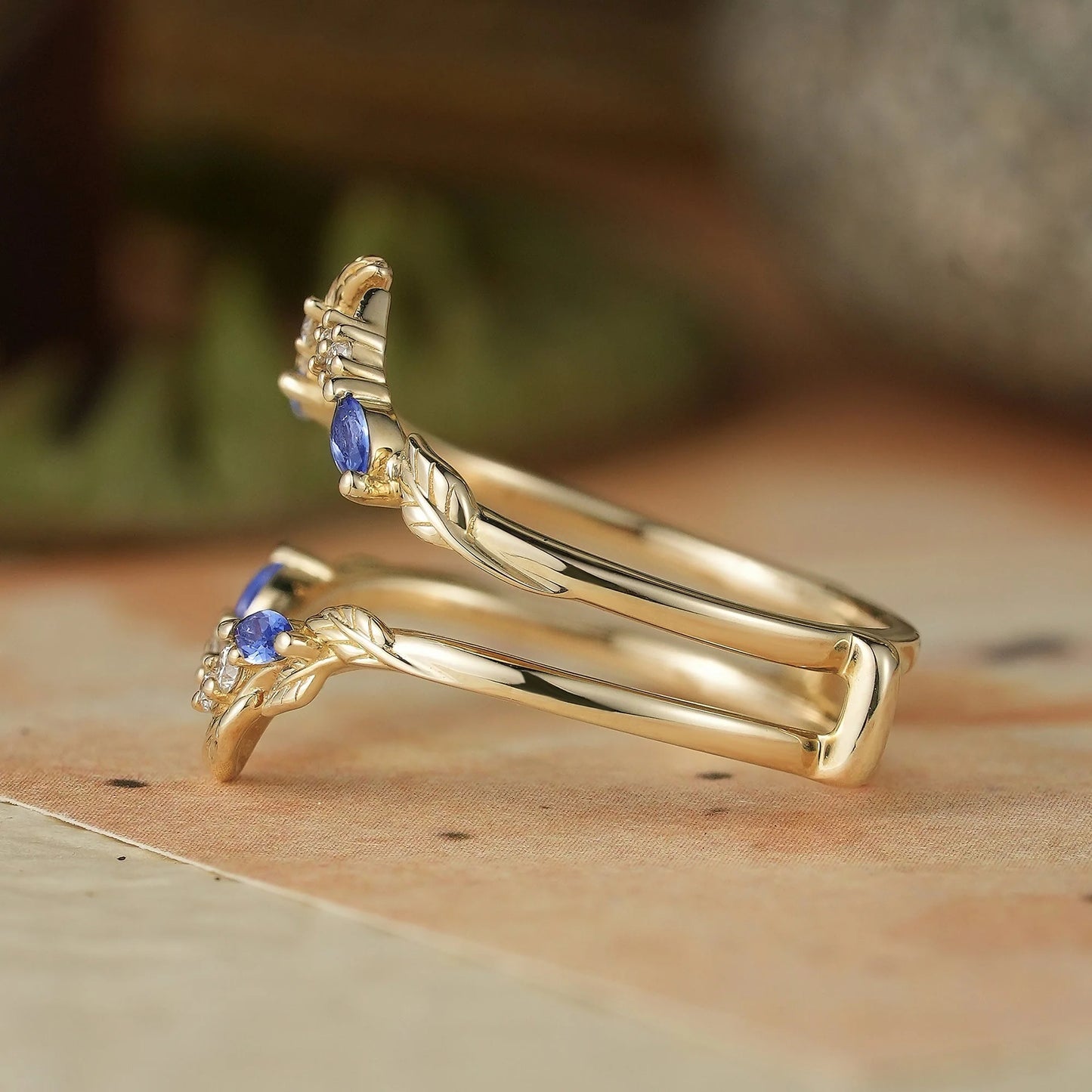 Marquise Sapphire & Moissanite Enhancer Ring-Thisbe