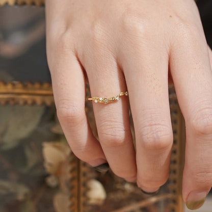 Moissanite Nature Inspired Curved Wedding Ring - Linden