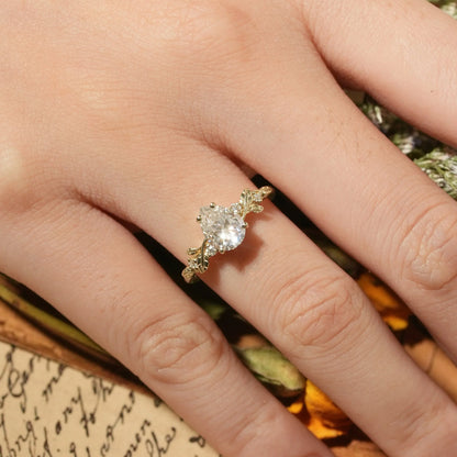 Pear Gold Moissanite Vintage Engagement Ring-Sloane