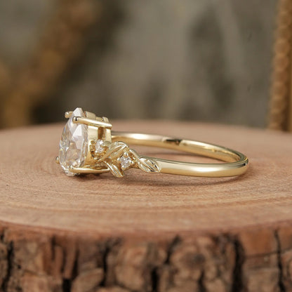 Pear Gold Moissanite Vintage Engagement Ring-Sloane