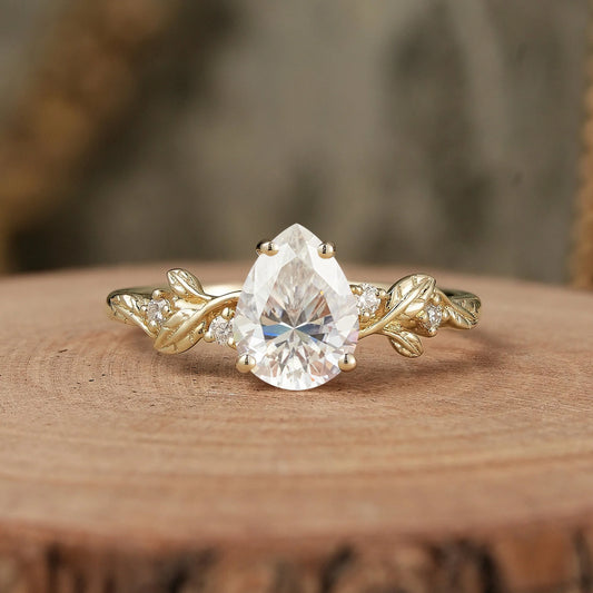 Pear Gold Moissanite Vintage Engagement Ring-Sloane