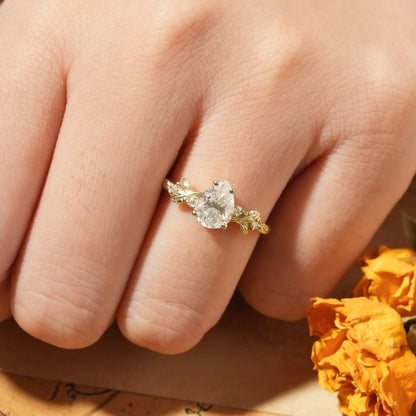 Pear Gold Moissanite Vintage Engagement Ring-Sloane