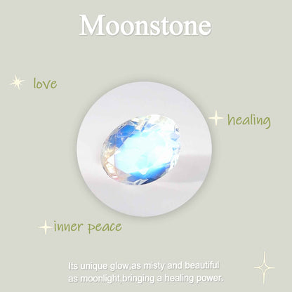 Nature Pear Shaped Moonstone Vine Gemstone Ring Set 2pcs