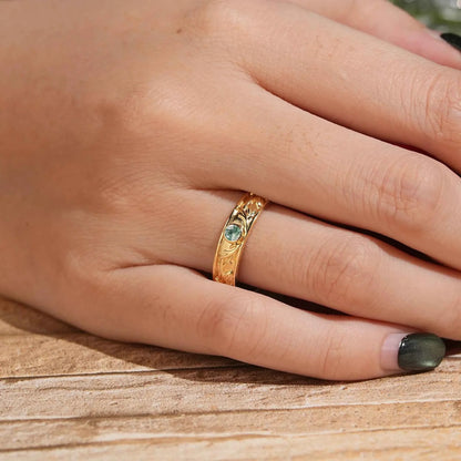 Moss Agate Nature Inspired Men's Ring Stag Men's Band - Bryant