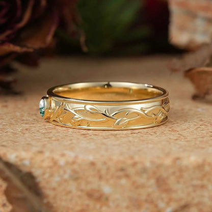 Moss Agate Nature Inspired Men's Ring Stag Men's Band - Bryant