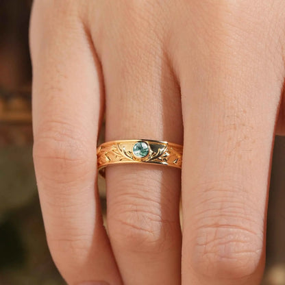 Moss Agate Nature Inspired Men's Ring Stag Men's Band - Bryant