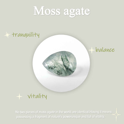 Nature Inspired Round Moss Agate Yellow Gold Gemstone Ring
