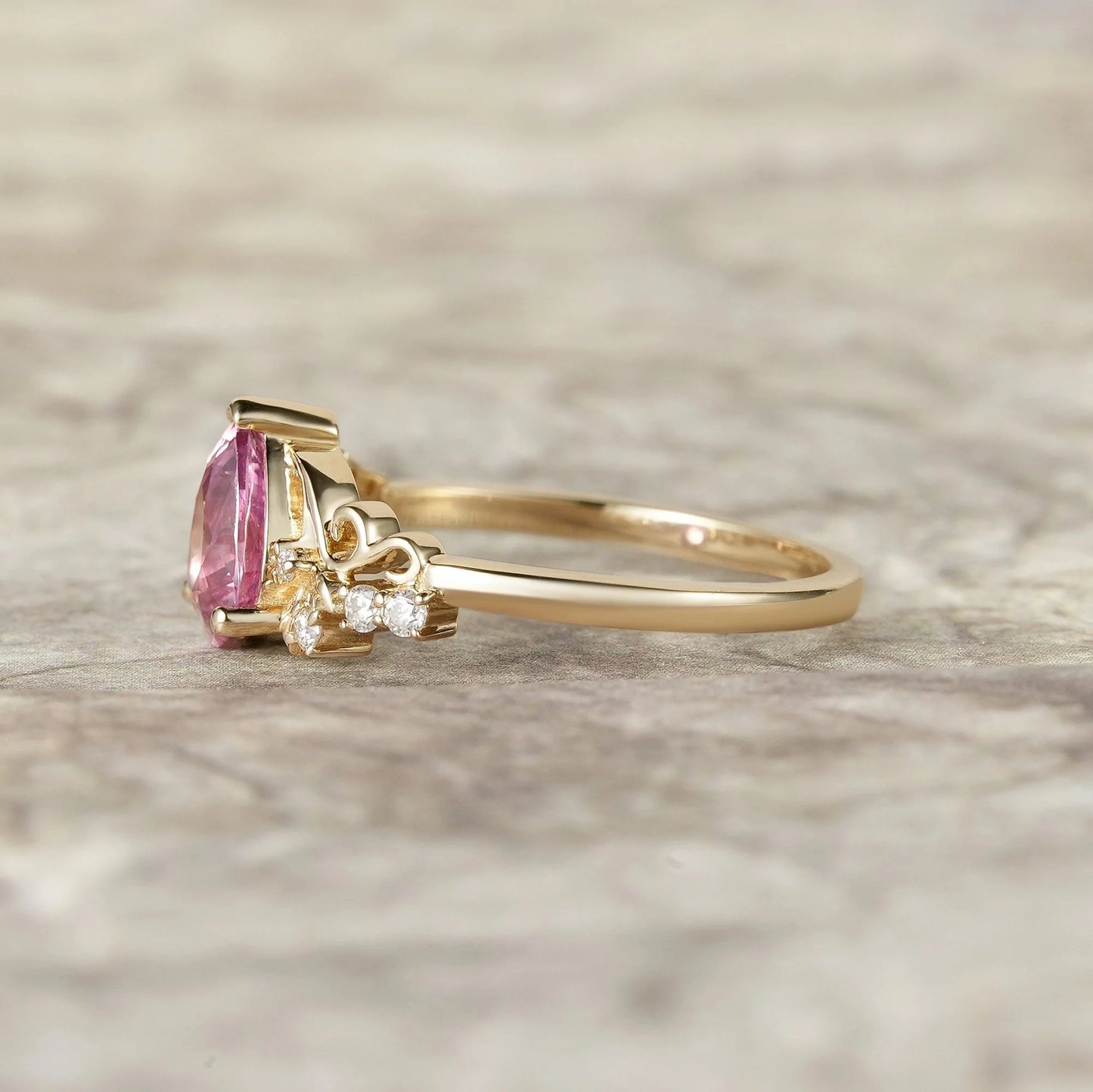 Natural Padparadscha Engagement Ring-Lumi