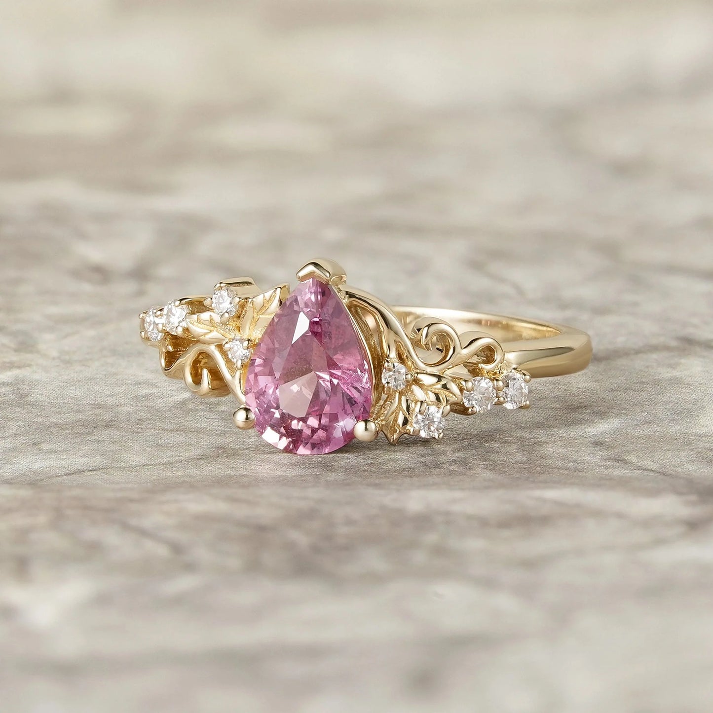 Natural Padparadscha Engagement Ring-Lumi