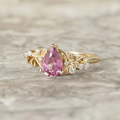 Natural Padparadscha Engagement Ring-Lumi