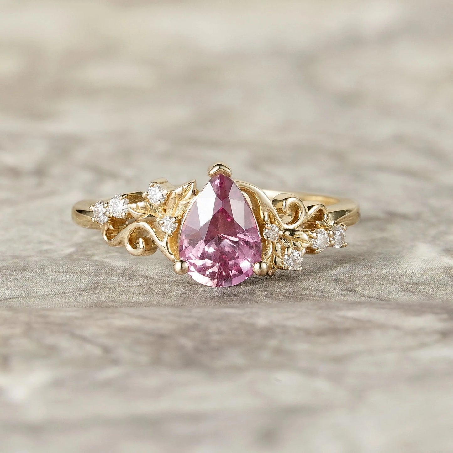 Natural Padparadscha Engagement Ring-Lumi