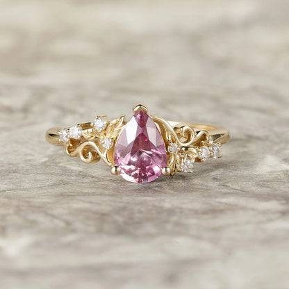 Natural Padparadscha Engagement Ring-Lumi