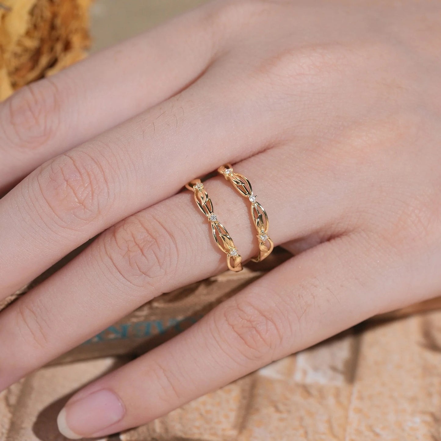 Nature Garden Inspired Moissanite Enhancer Ring-Beatrix