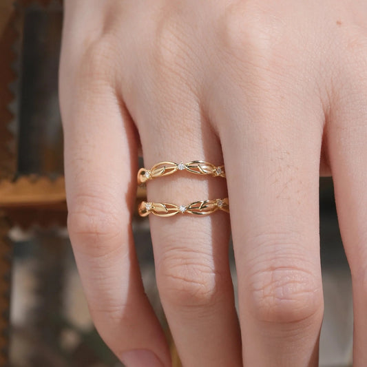 Nature Garden Inspired Moissanite Enhancer Ring-Beatrix