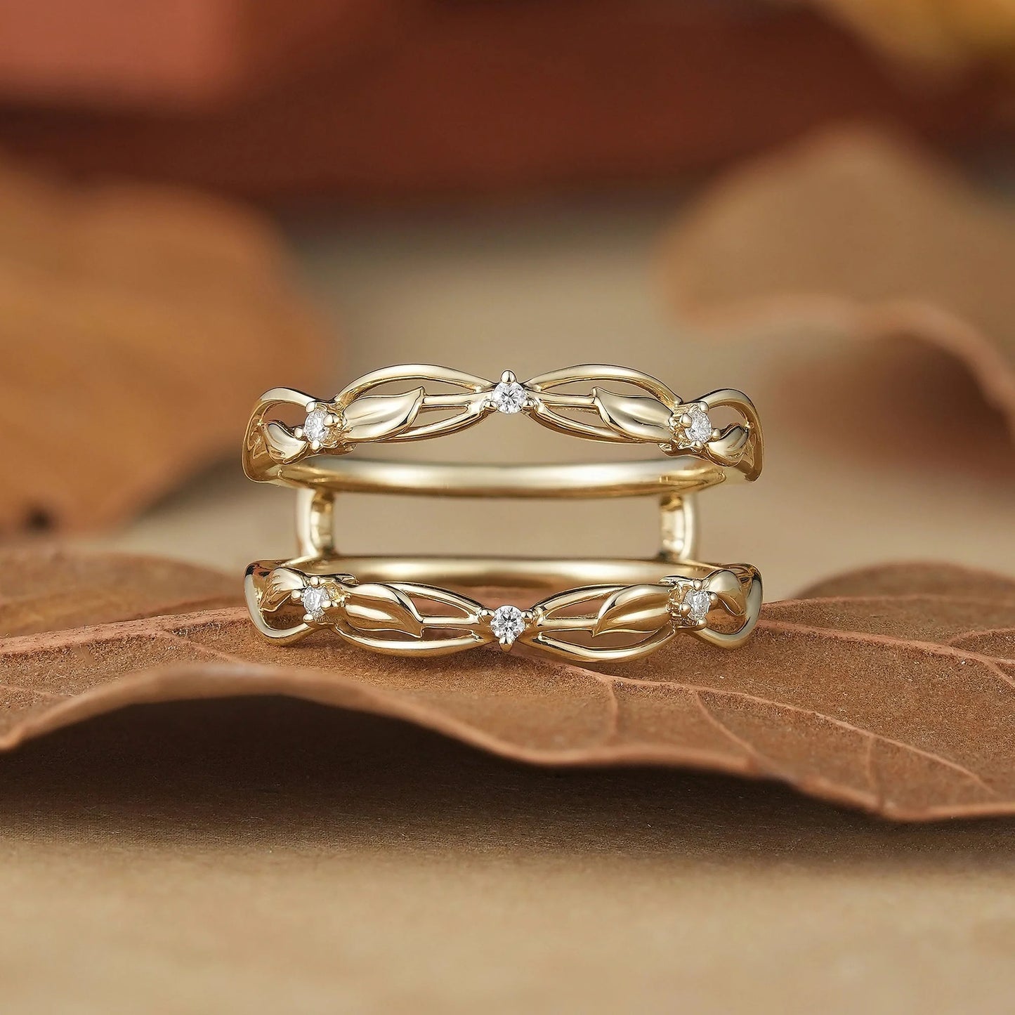Nature Garden Inspired Moissanite Enhancer Ring-Beatrix