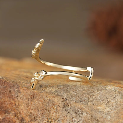 Nature Inspired Vine Floral Moissanite Enhancer Wedding Band-Chloe