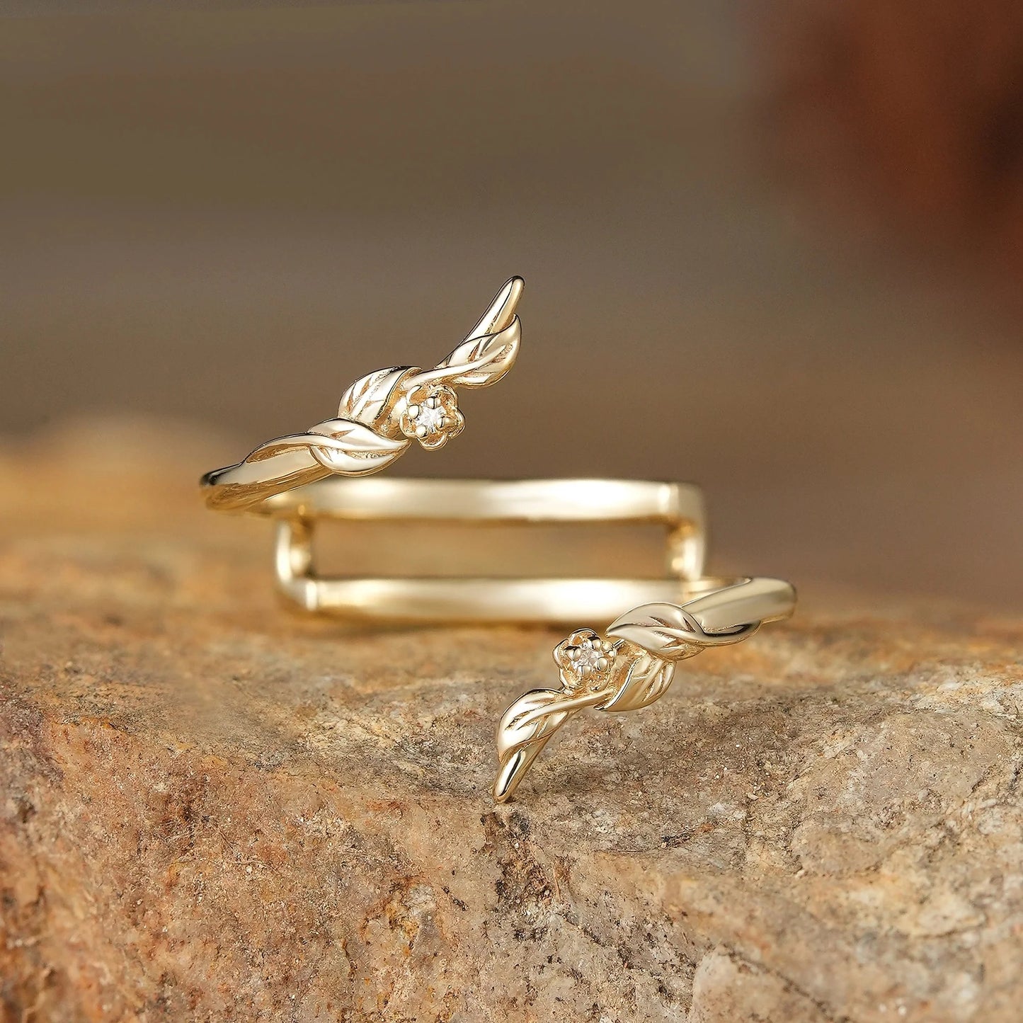 Nature Inspired Vine Floral Moissanite Enhancer Wedding Band-Chloe