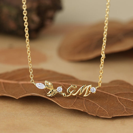Nature’s Embrace: Custom Initial Necklace