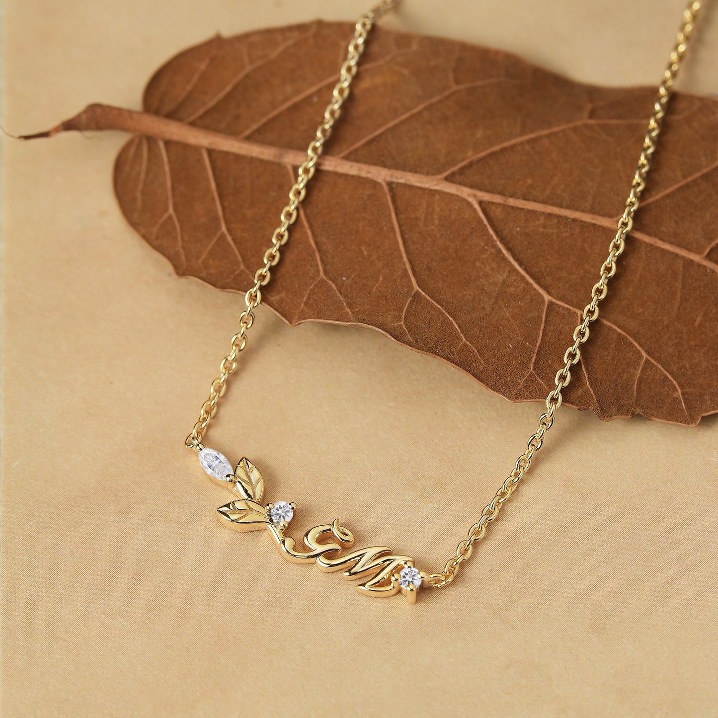 Nature’s Embrace: Custom Initial Necklace