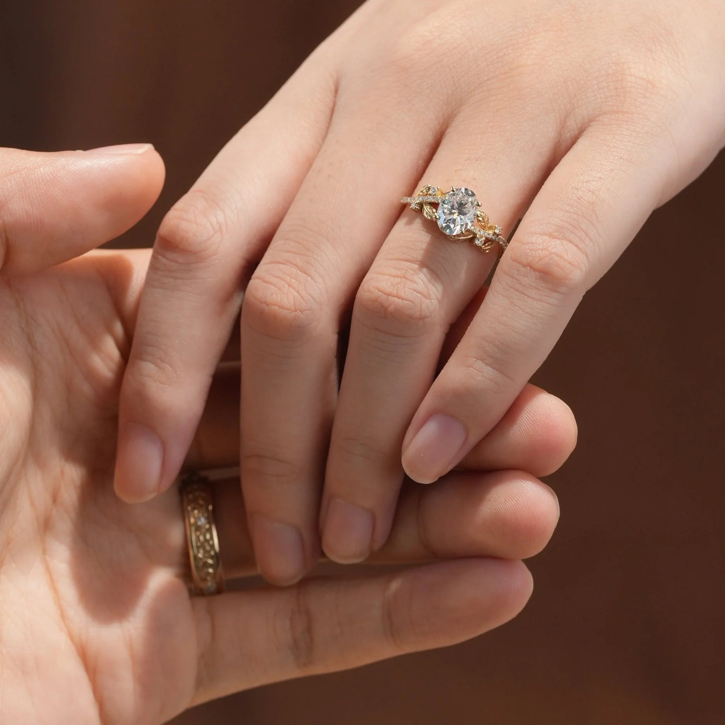 Oval-cut Moissanite Couple Ring Set-Forever Pair