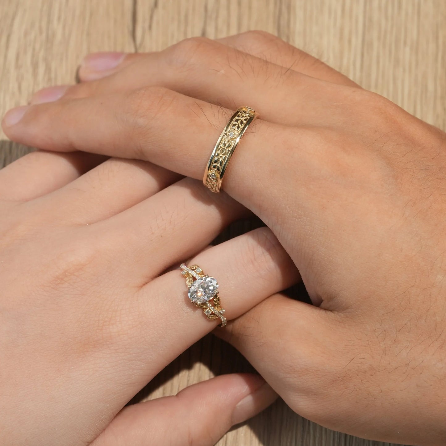 Oval-cut Moissanite Couple Ring Set-Forever Pair