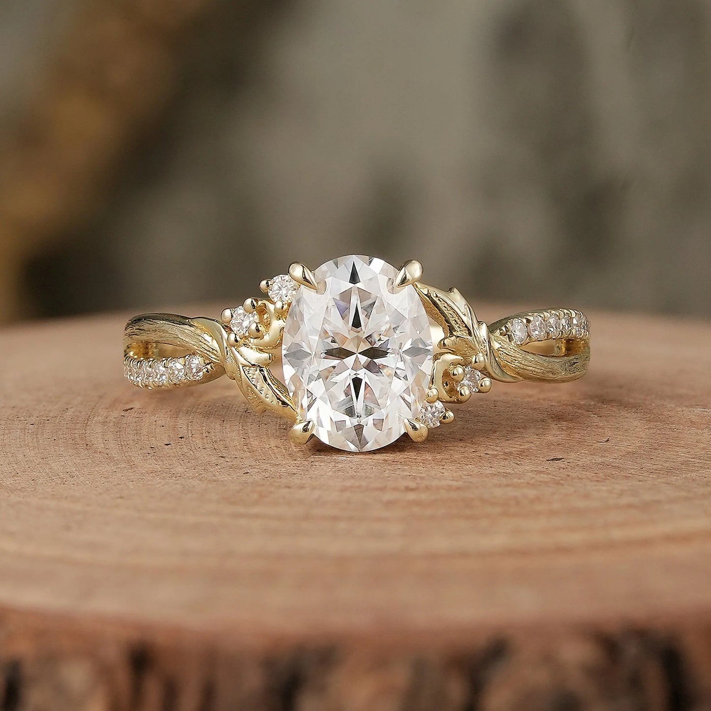 Oval Cut Moissanite Nature Inspired Engagement Ring-Noa