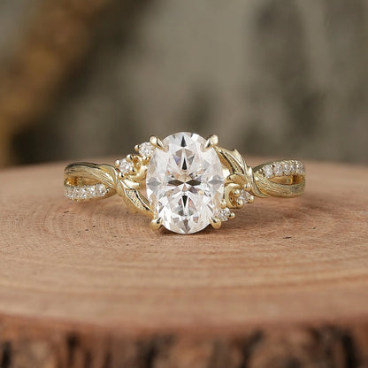 Oval Cut Moissanite Nature Inspired Engagement Ring-Noa