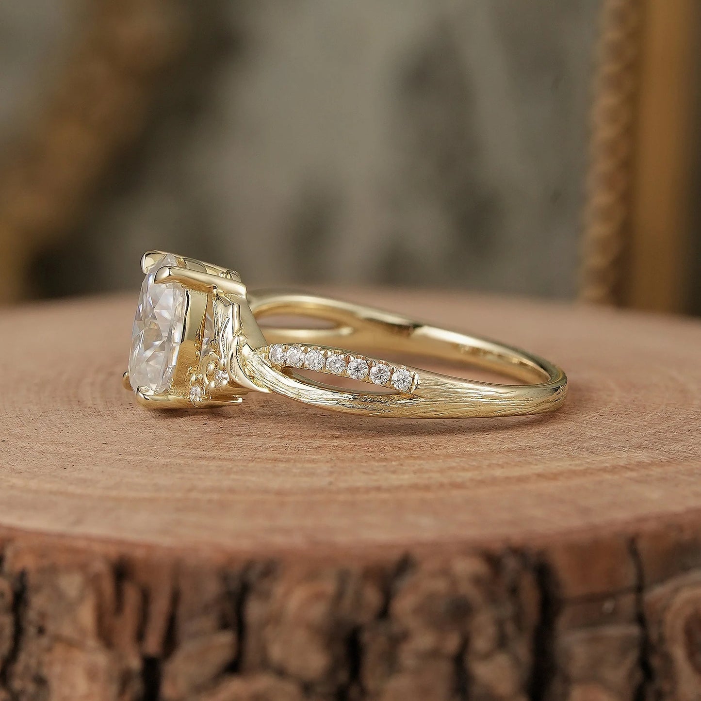 Oval Cut Moissanite Nature Inspired Engagement Ring-Noa